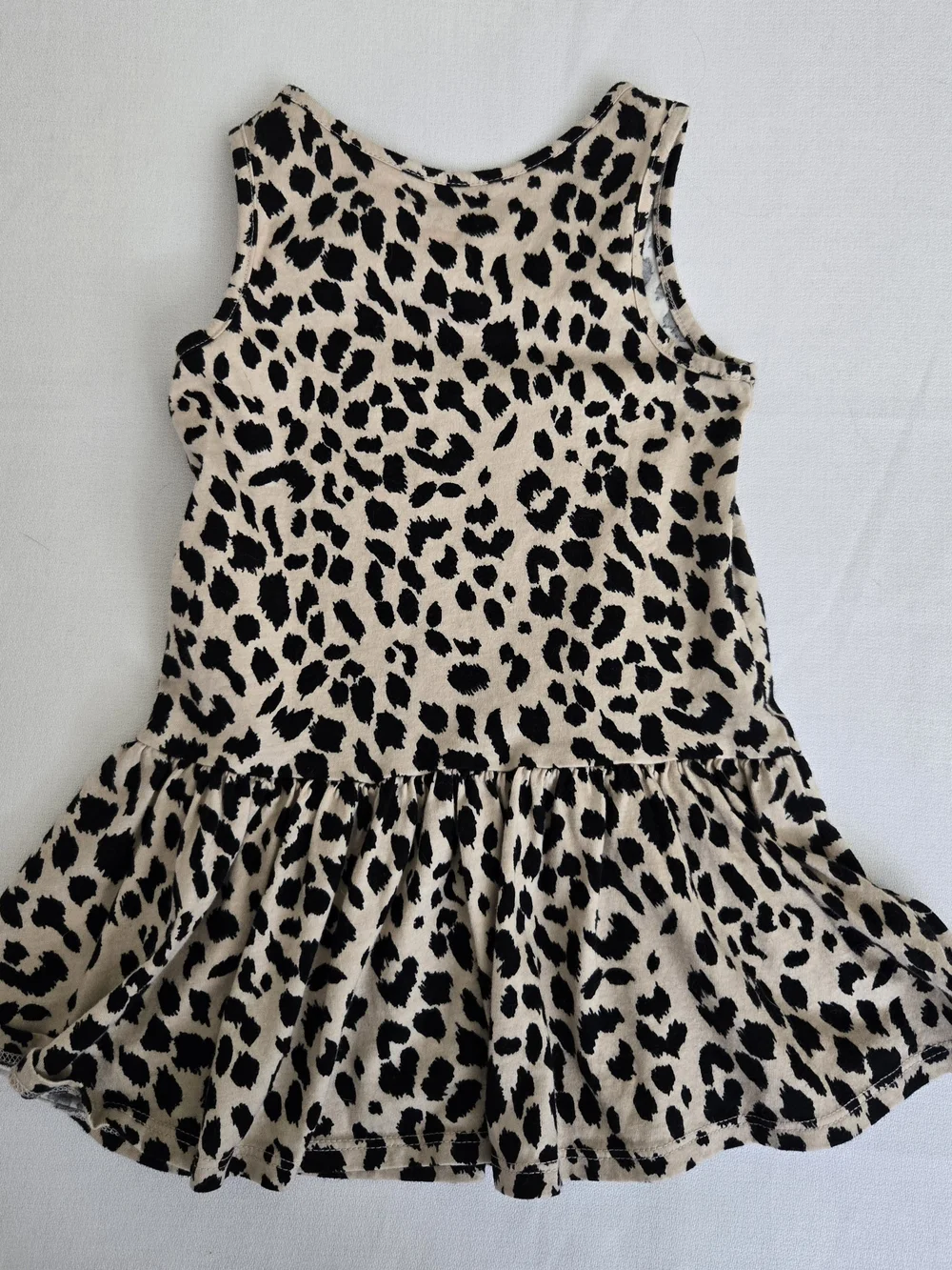 The Children's Place Beige and Black Leopard Print Dress with Hot Pink Bow